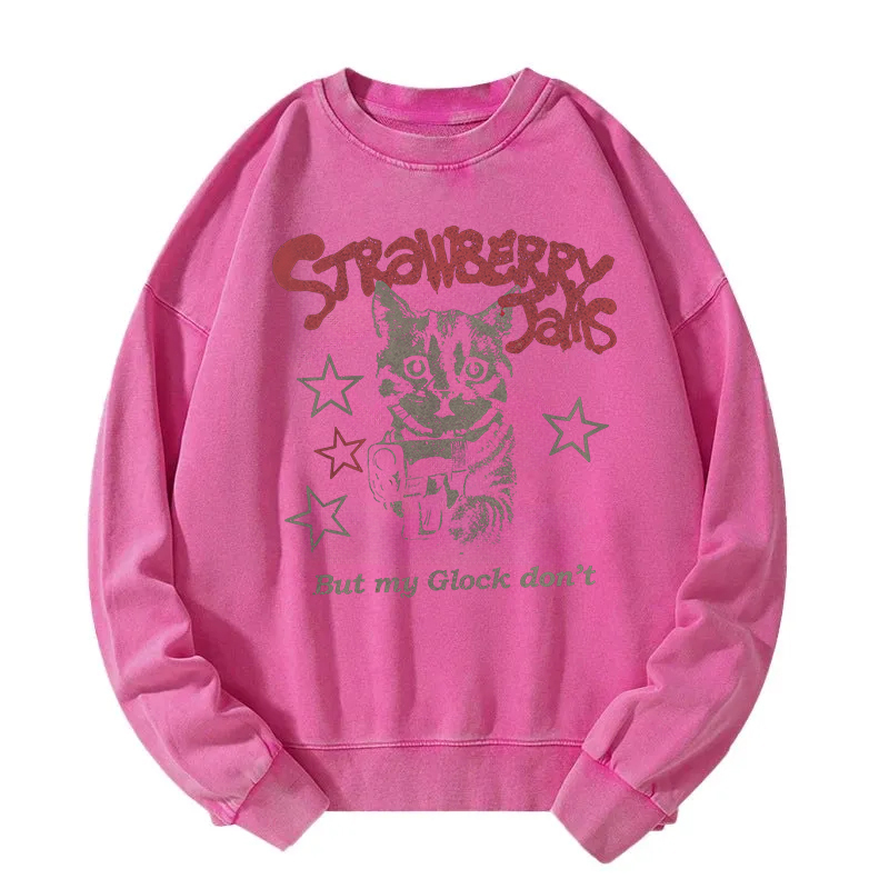 Strawberry Jams Cat Star Washed Sweatshirt