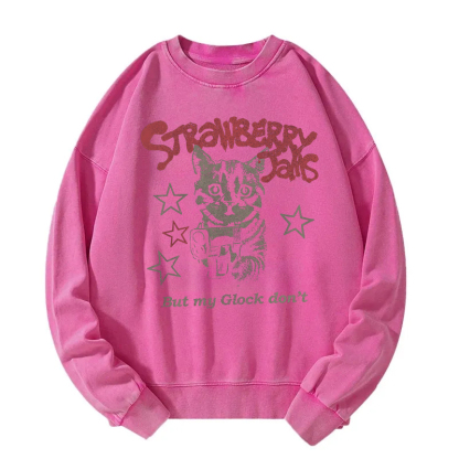 Strawberry Jams Cat Star Washed Sweatshirt