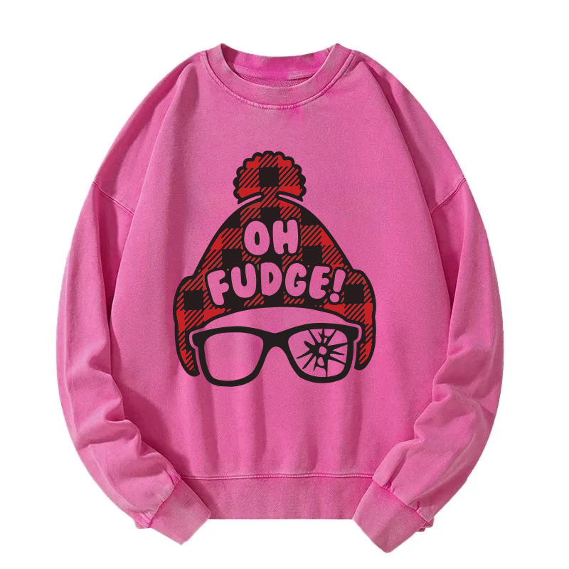 Oh Fudge Funny Christmas Washed Sweatshirt