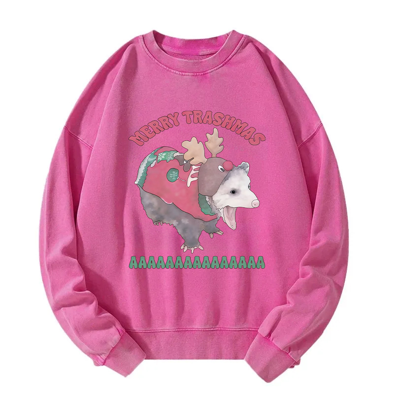 Merry Trashmas Opossum Washed Sweatshirt