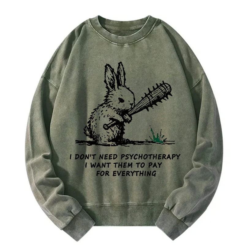 Violent Rabbit Funny Washed Sweatshirt