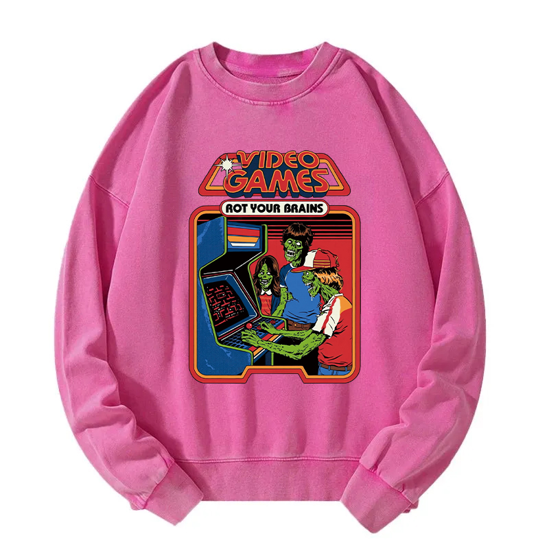 Video Games Rot Your Brains Washed Sweatshirt