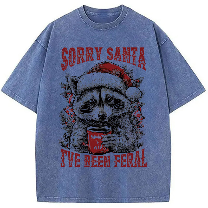 Sorry Santa I've Been Feral Washed T-Shirt
