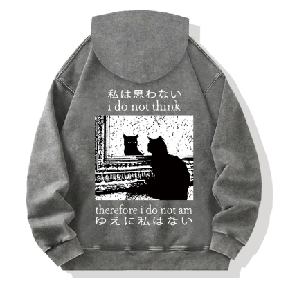 Thinking Cat Back Washed Hoodie