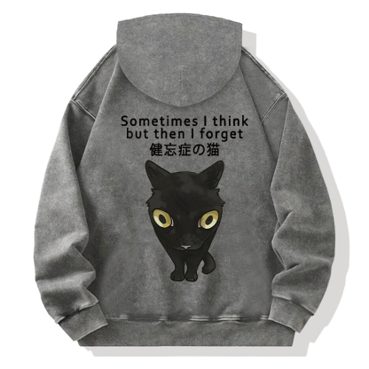 Amnesiac Cat Back Washed Hoodie