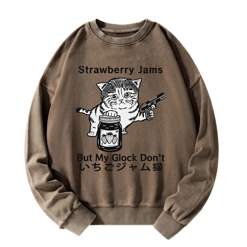 Strawberry Jam Cat Washed Sweatshirt
