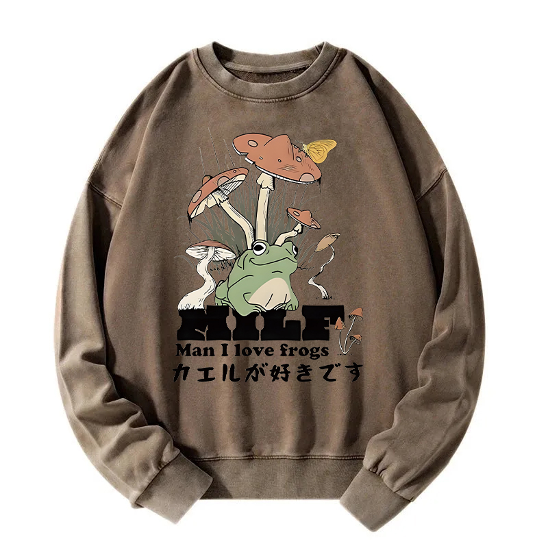 Man I Love Frogs Washed Sweatshirt