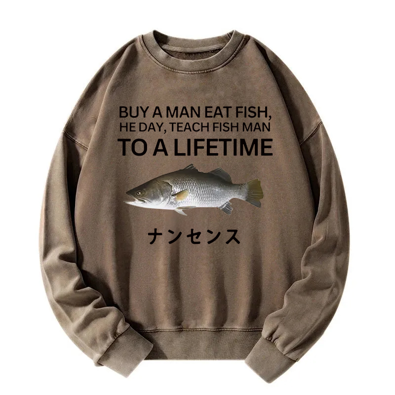 Buy a Man Eat Fish Washed Sweatshirt