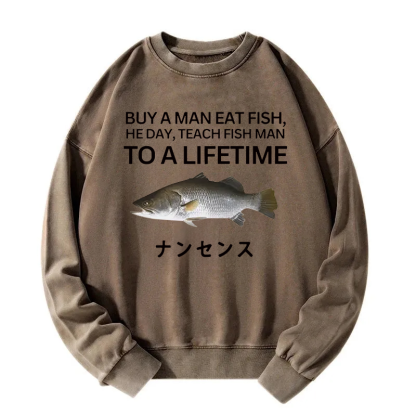 Buy a Man Eat Fish Washed Sweatshirt