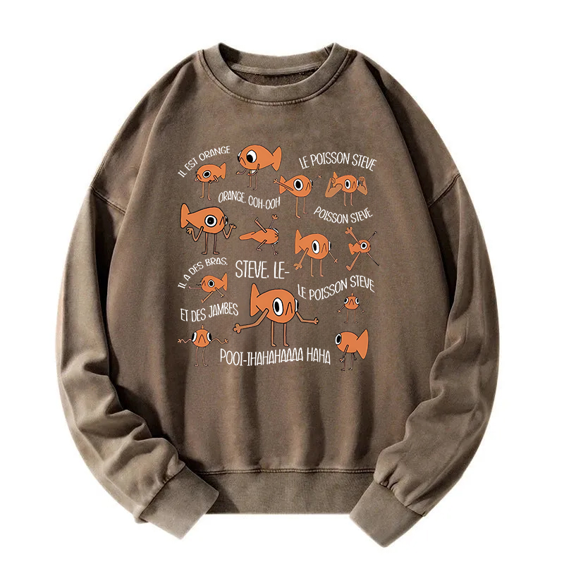 Funny Le Poisson Steve Washed Sweatshirt