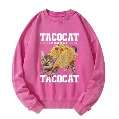 Tacocat Silly Cat Meme Washed Sweatshirt
