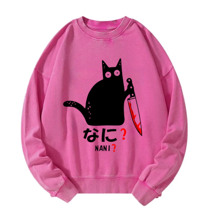 A Puzzled Cat Holding A Knife Washed Sweatshirt