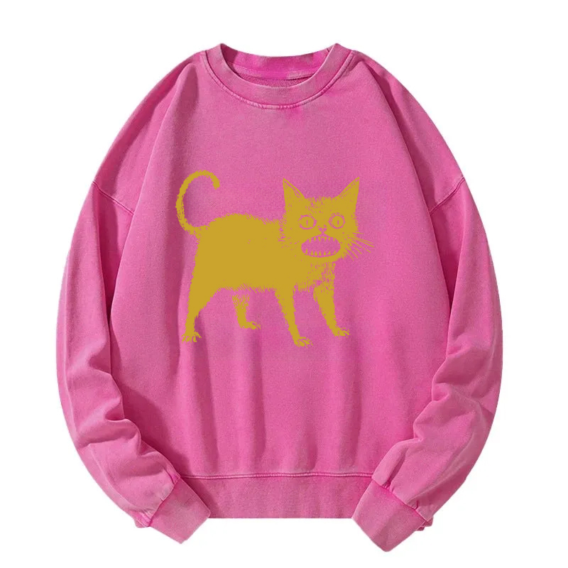 Horrible Japanese Cat Washed Sweatshirt
