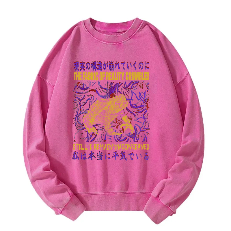 Fabric of Reality Crumbles Still I Remain Unconcerned Washed Sweatshirt