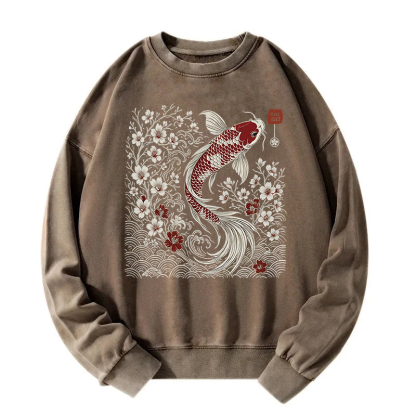 Vintage Sakura And Koi Washed Sweatshirt