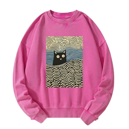 Kawaii Cat Japanese Washed Sweatshirt