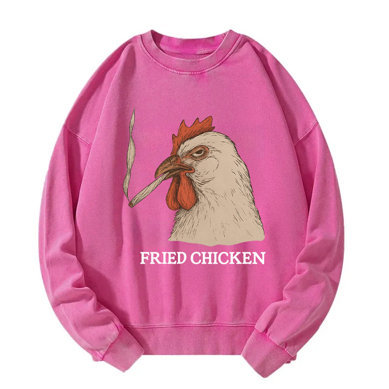 Fried Chicken 420 Smoking Meme Washed Sweatshirt