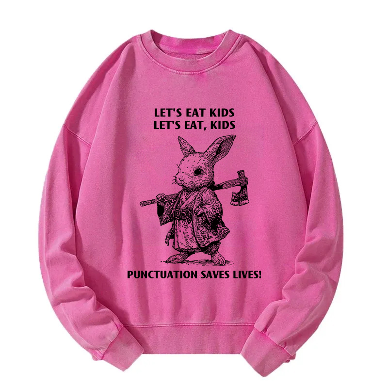Punctuation Saves Lives-Samurai Rabbit Washed Sweatshirt