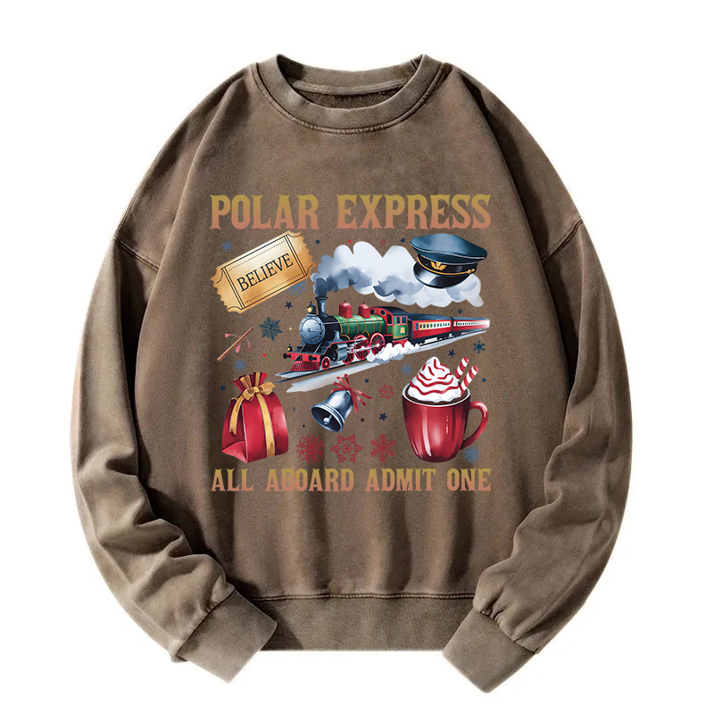 All Aboard Admit One Christmas Washed Sweatshirt