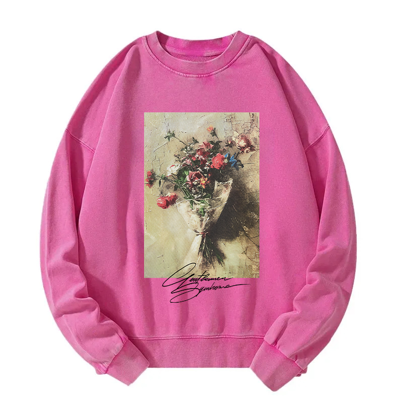 Bouquet Oil Painting Washed Sweatshirt
