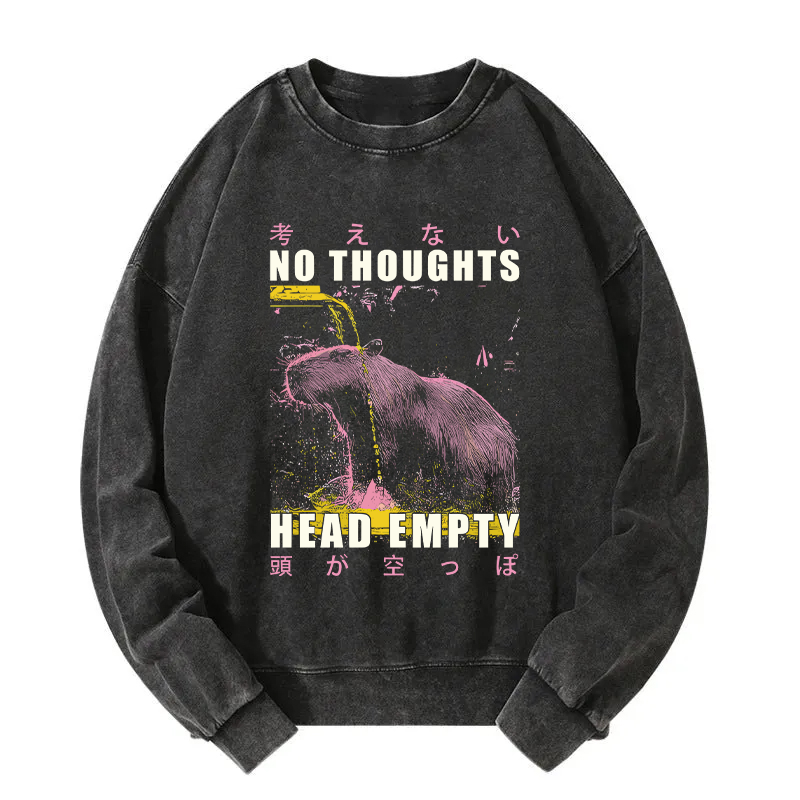 No Thoughts Head Empty Washed Sweatshirt