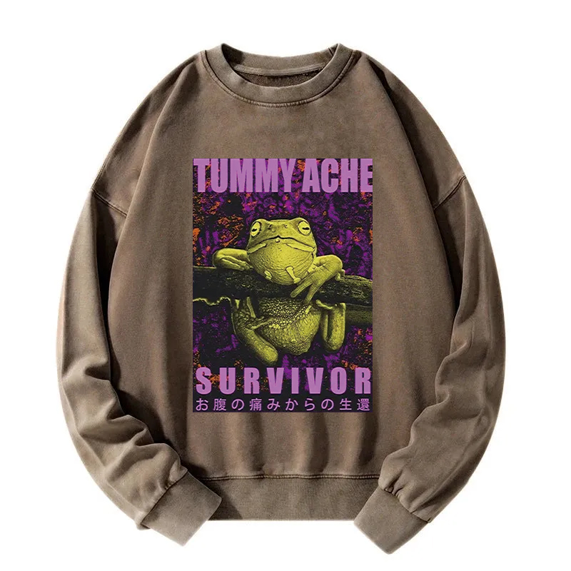 A Frog With Stomachache Washed Sweatshirt