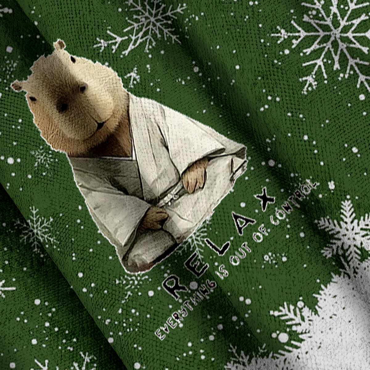 Kung Fu Capybara Fun Christmas Ugly Sweatshirt