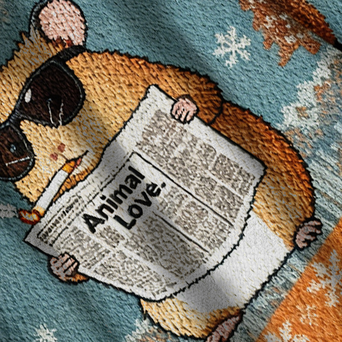 Baddiecat Hamster Reading Newspaper And Smoking Christmas Ugly Sweatshirt