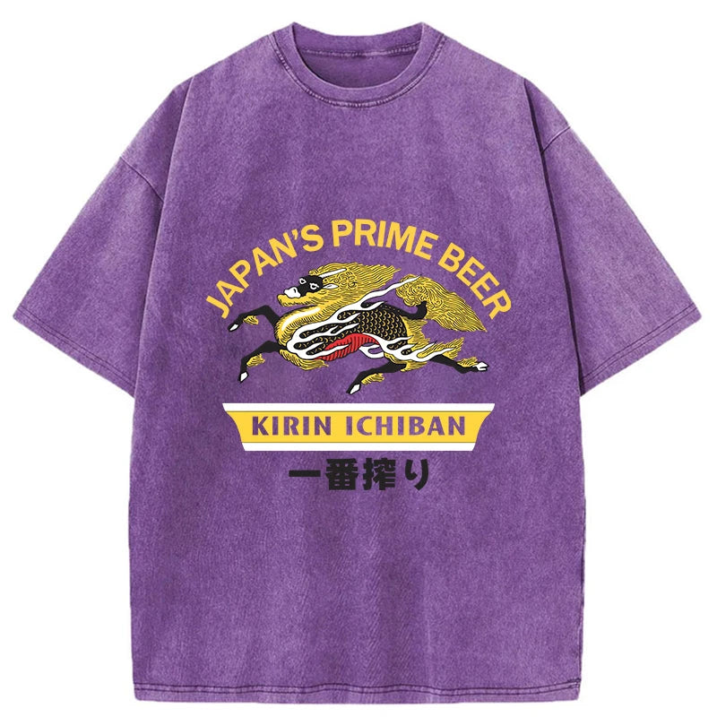Kirin Ichiban Beer Logo Japanese Washed T-Shirt