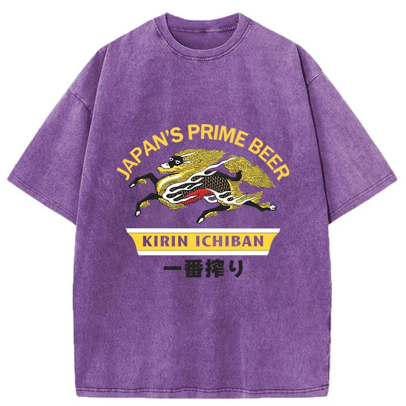 Kirin Ichiban Beer Logo Japanese Washed T-Shirt