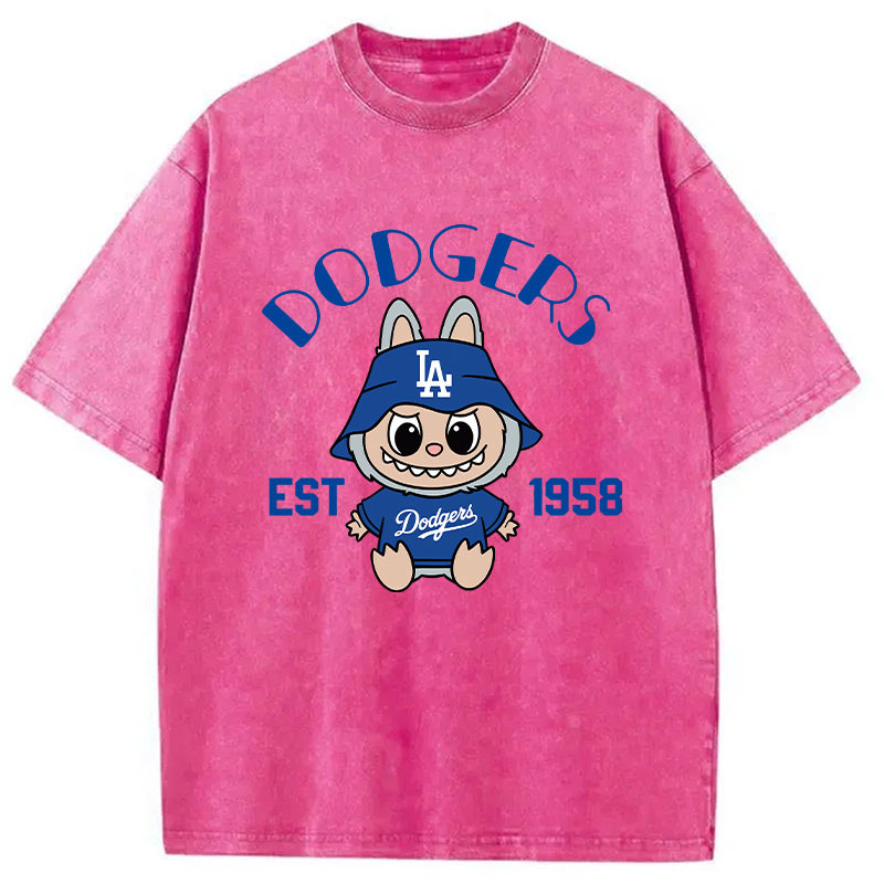 Labubu Dodgers Dream Baseball Vintage Japanese Washed T-Shirt