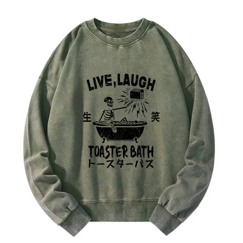 Funny Electric Shock Skeleton Washed Sweatshirt