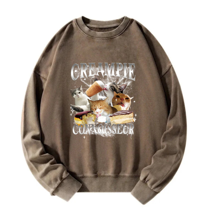 Creampie Connoisseur Meme Washed Sweatshirt