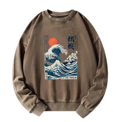 Ukiyo-e Ocean Waves Japan Washed Sweatshirt