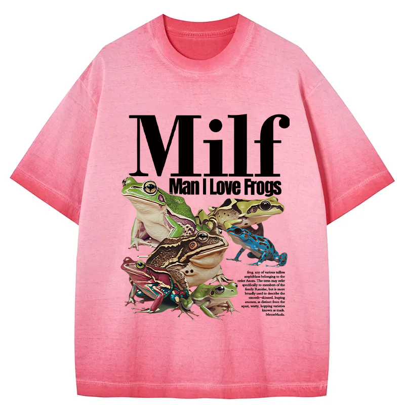 Man I Love Frogs Meme Gradient Washed T-Shirt