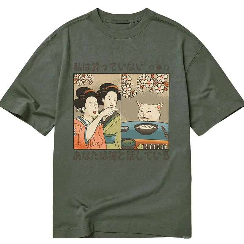 Japanese Woman Shouting at a Cat Classic T-Shirt