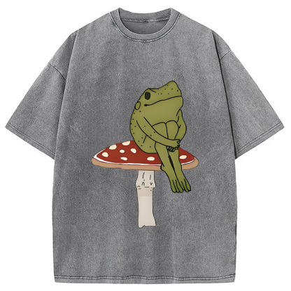Frog on Mushroom Washed T-Shirt