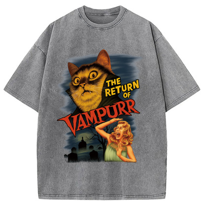 The Return of Vampurr The Halloween Cat Washed T-Shirt