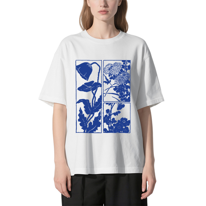Woodcut Flowers Classic T-Shirt