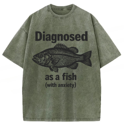 Tokyoviva Diagnosed As A Fish With Anxiety Washed T-shirt