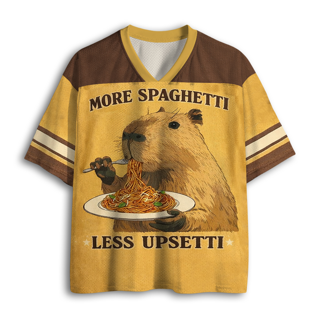 Baddiecat Capybara Eating Pasta Mesh Jersey