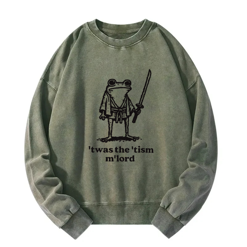 Focused Samurai Frog Washed Sweatshirt