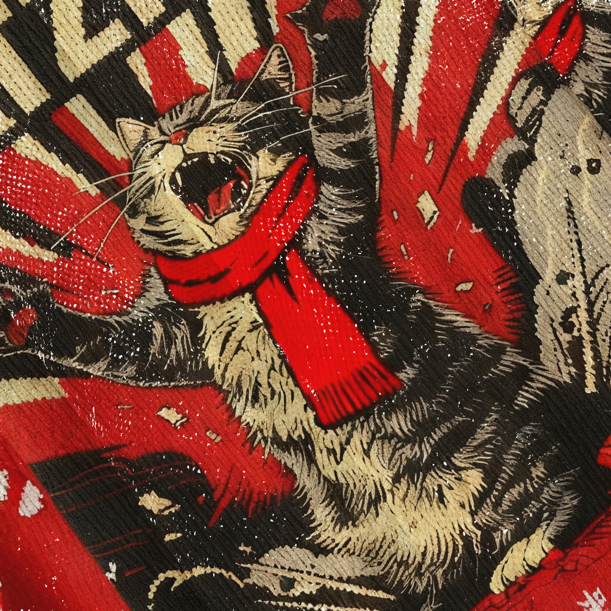 Catzilla: Roaring Funny Cat In Retro Poster ChristmasUgly Sweatshirt