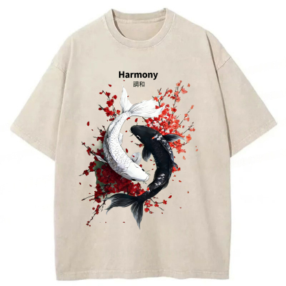 Tokyoviva Yin Yang Fish Washed T-shirt