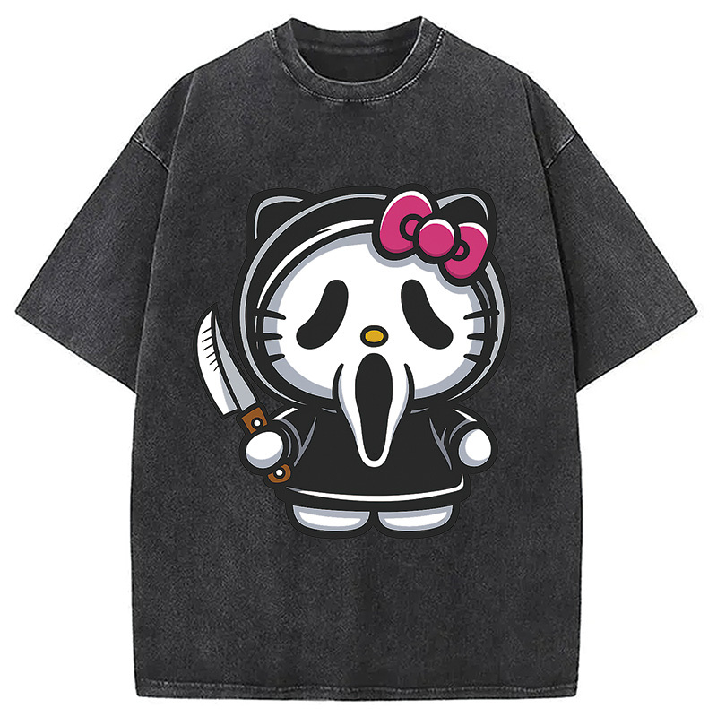 Scream Kitty Halloween Washed T-Shirt