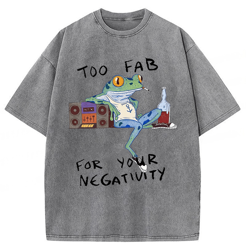 Tokyoviva Too Fab For Your Negativity Smoking Frog Washed T-shirt