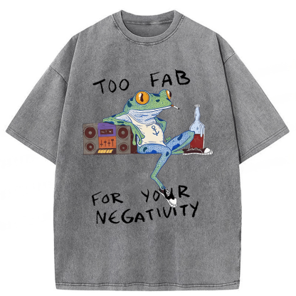 Tokyoviva Too Fab For Your Negativity Smoking Frog Washed T-shirt