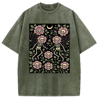 Skeleton Fairy Grunge Washed T-Shirt