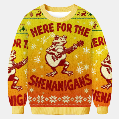Baddiecat Here For The Shenanigans Christmas Ugly Sweatshirt