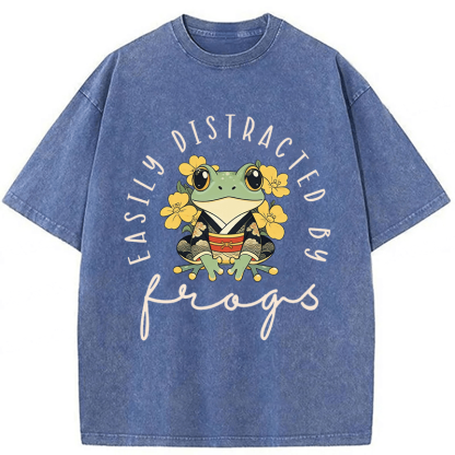 Tokyoviva Easily Distracted By Frogs Washed T-shirt